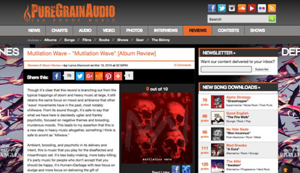 PureGrainAudio posts first review of Mutilation Wave!